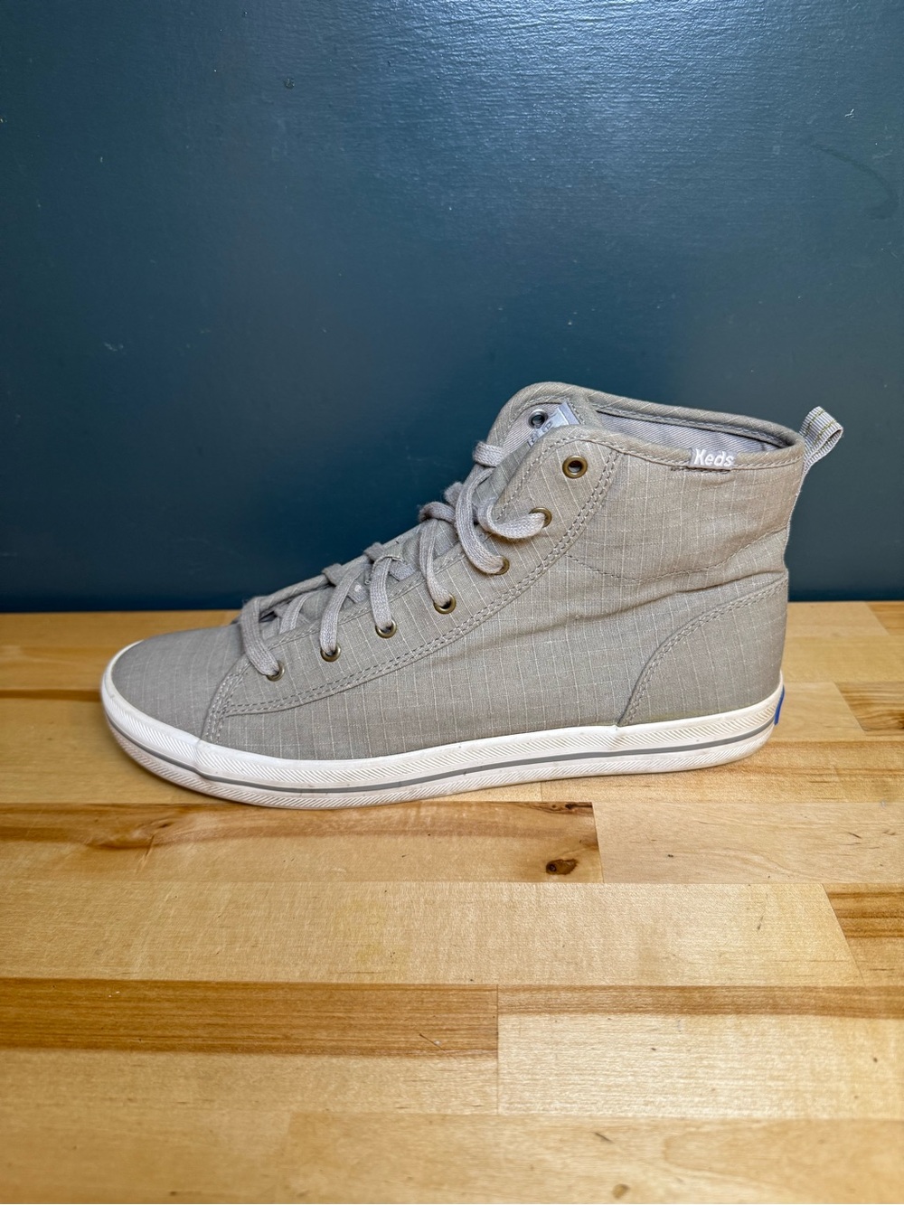 Keds Men's High-Top Canvas Sneaker in Gray and White